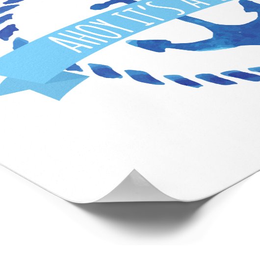 Ahoy Het is een Baby shower-teken. Poster (Hoek)