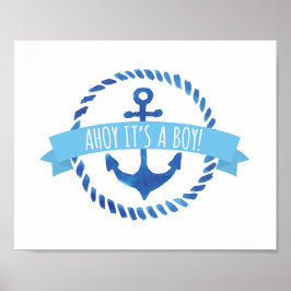 Ahoy Het is een Baby shower-teken. Poster