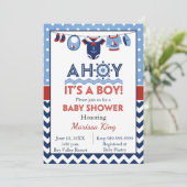 Ahoy Het is een Baby shower-uitnodiging. Kaart (Staand voorkant)