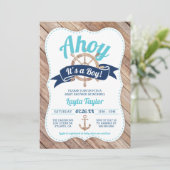 Ahoy Het is een Baby shower-uitnodiging. Kaart (Staand voorkant)