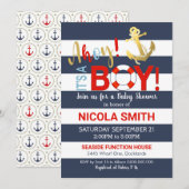Ahoy, het is een Baby shower-uitnodiging. Kaart (Voorkant / Achterkant)