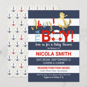 Ahoy, het is een Baby shower-uitnodiging. Kaart