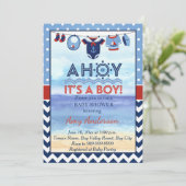 Ahoy Het is een Baby shower-uitnodiging. Kaart (Staand voorkant)