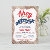 Ahoy Het is een Baby shower-uitnodiging. Kaart (Staand voorkant)