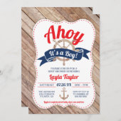Ahoy Het is een Baby shower-uitnodiging. Kaart (Voorkant / Achterkant)