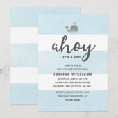 Ahoy Het is een Baby shower-uitnodiging voor een j Kaart (Voorkant / Achterkant)