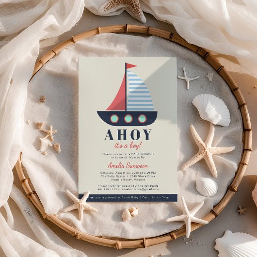 Ahoy Het is een Baby shower-uitnodiging voor een j Kaart