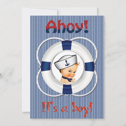 Ahoy Het is een Baby shower-uitnodiging voor een j Kaart (Voorkant)
