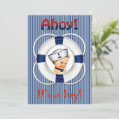 Ahoy Het is een Baby shower-uitnodiging voor een j Kaart (Staand voorkant)