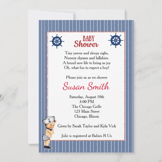 Ahoy Het is een Baby shower-uitnodiging voor een j Kaart (Achterkant)