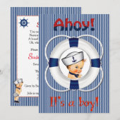 Ahoy Het is een Baby shower-uitnodiging voor een j Kaart (Voorkant / Achterkant)