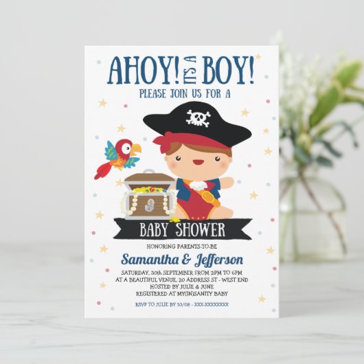 Ahoy Het is een Baby shower-uitnodiging voor peute Kaart (Staand voorkant)