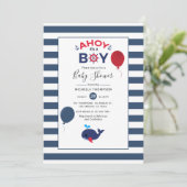Ahoy, het is een Baby shower van de Jongen Nautica Kaart (Staand voorkant)
