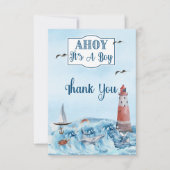 Ahoy Het is een Baby shower van de Jongerenvuurtor Bedankkaart (Voorkant)