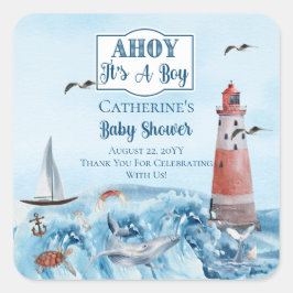 Ahoy Het is een Baby shower van de Jongerenvuurtor Vierkante Sticker