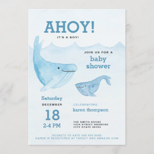 Ahoy, het is een baby shower van de waterverf van  kaart