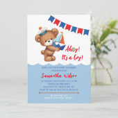 Ahoy. Het is een Baby shower van de Waterverf van  Kaart (Staand voorkant)