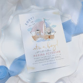 Ahoy Het is een Baby shower van een jonge olifant- Kaart
