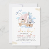 Ahoy Het is een Baby shower van een jonge olifant- Kaart (Voorkant)