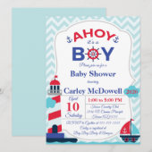 Ahoy Het is een baby shower van een jongen. Kaart (Voorkant / Achterkant)