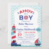 Ahoy Het is een baby shower van een jongen. Kaart (Voorkant)