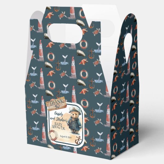 Ahoy, het is een Baby shower van een jongen, Nauti Bedankdoosjes (Geopend)