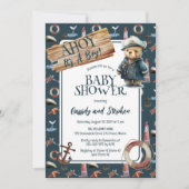 Ahoy, het is een Baby shower van een jongen, Nauti Kaart (Voorkant)