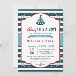Ahoy Het is een Baby shower van een jongen Nautica Kaart