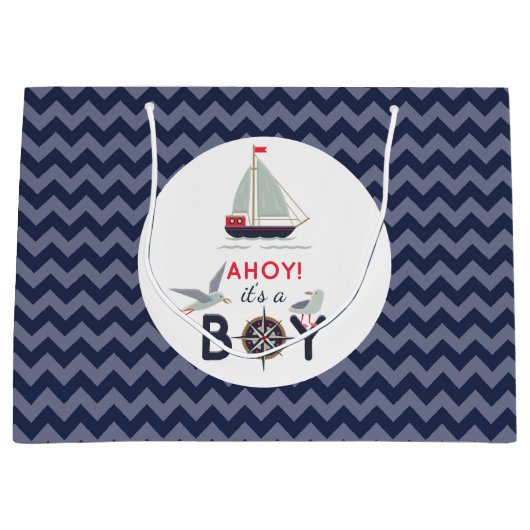 Ahoy! Het is een Baby shower voor de zeilboot Groot Cadeauzakje (Voorkant)
