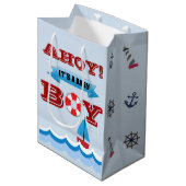 Ahoy Het is een babyBoy Gift Bag Medium Cadeauzakje (Voorkant Gekanteld)