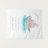 Ahoy, het is een babyschip Dieren zeilboot baby sh Wandkleed (Voorkant (horizontaal))