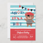 Ahoy Het is een Beer Nautical Baby shower van het  Kaart (Voorkant)