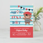 Ahoy Het is een Beer Nautical Baby shower van het  Kaart (Staand voorkant)