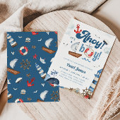 Ahoy Het is een blauw en rood nautisch Baby shower Kaart