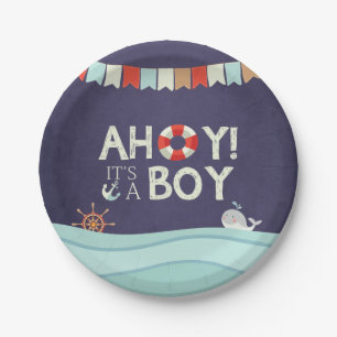 Ahoy Het is een Bord van een tjokpapier met oceaan