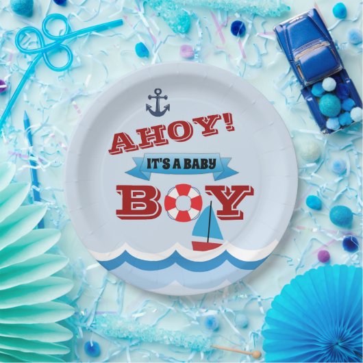 Ahoy Het is een Bord voor babyjongenspapier (Feest)