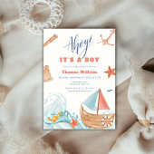 Ahoy Het is een Boy Adventure Sailboat Baby shower Kaart