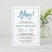 Ahoy! Het is een Boy Anchor Baby shower Invitation Kaart (Staand voorkant)