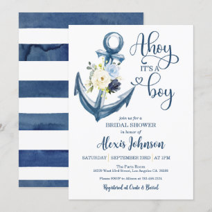 Ahoy Het is een Boy Anchor Baby shower Uitnodiging