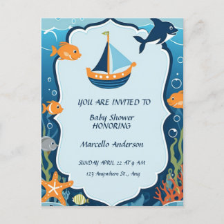 "Ahoy! Het is een Boy_ Baby shower Invitation Briefkaart