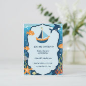 "Ahoy! Het is een Boy_ Baby shower Invitation Briefkaart (Staand voorkant)