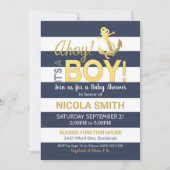 Ahoy het is een Boy Baby shower Invitation Gold Na Kaart (Voorkant)