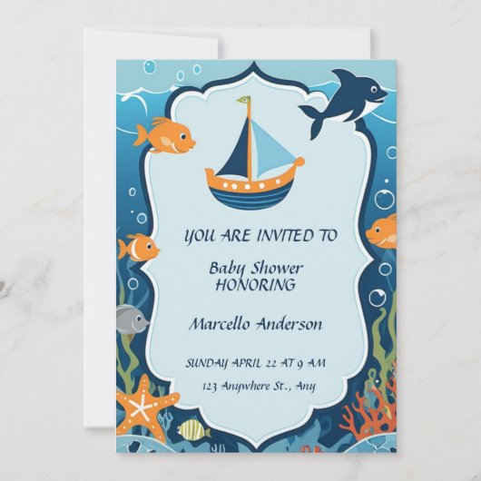 "Ahoy! Het is een Boy_ Baby shower Invitation Kaart (Voorkant)