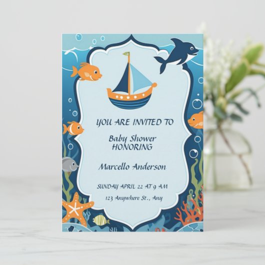 "Ahoy! Het is een Boy_ Baby shower Invitation Kaart (Staand voorkant)