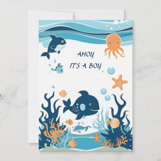 "Ahoy! Het is een Boy_ Baby shower Invitation Kaart (Achterkant)