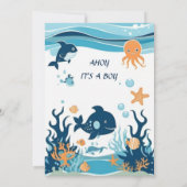 "Ahoy! Het is een Boy_ Baby shower Invitation Save The Date (Achterkant)