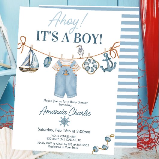 Ahoy Het is een Boy Baby shower Kaart
