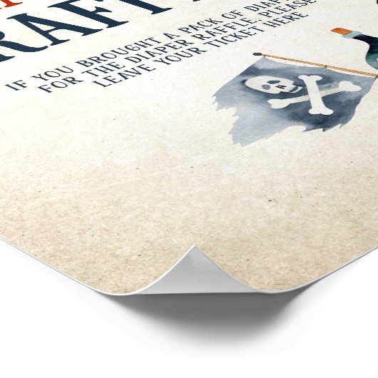 Ahoy Het is een Boy Baby shower Luier Raffle Sign Poster (Hoek)