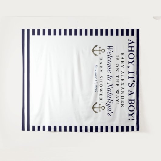 Ahoy Het is een Boy Baby shower Photo Booth Wandkleed (Voorkant (horizontaal))