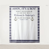 Ahoy Het is een Boy Baby shower Photo Booth Wandkleed (Voorkant)